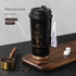 Black 316 Stainless Steel Insulated Coffee Tumbler 500ml  with Dual-Use Lid, Lily of the Valley Design, Leak-Proof Sip and Straw, BPA-Free Thermal Cup for Hot Cold Beverages