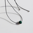 Vintage Geometric Natural Stone Bead Pendant Necklace Adjustable Black Rope Collarbone Chain Unisex Boho Jewelry Gift-malachite