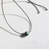 Vintage Geometric Natural Stone Bead Pendant Necklace Adjustable Black Rope Collarbone Chain Unisex Boho Jewelry Gift-Blue point stone