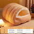M size Orange Plaid Cat Cave Bed Winter Warm Enclosed Pet House Cozy Cat Sleeping Bag Semi-Enclosed Cat Nest Small Dog Bed PP Cotton Filling Washable Pet Supplies