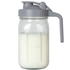 Grey Glass Mason Jar Pitcher 32oz with Flip Lid Pour Spout Milk Jug Leak-Proof Airtight Seal Wide Mouth Beverage Container Cold Brew Coffee Iced Tea Juice Milk Dispenser Fridge Storage
