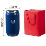 Blue Gift Box Set Premium 316 Stainless Steel Coffee Tumbler - 350ml Vacuum Insulated Travel Mug with Sip Lid, Leak-Proof Egg Shape Design, Hot & Cold Beverage Cup for Office Commute Outdoor Gift