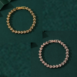 2-piece Aureate and  Rose Gold Luxury Crystal Heart Tennis Bracelet - European Roman Style Pave CZ Diamond Link Chain - Elegant Gold Silver Rose Gold Plated Fashion Jewelry for Women