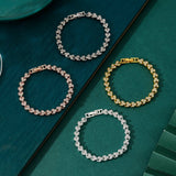 4-piece Aureate and  Silvery and Rose Gold and Dark silver Luxury Crystal Heart Tennis Bracelet - European Roman Style Pave CZ Diamond Link Chain - Elegant Gold Silver Rose Gold Plated Fashion Jewelry for Women