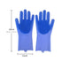 Blue Silicone Pet Bathing Gloves - Pink Double-Sided Design for Cats and Dogs - Gentle Massage, Easy Lather, Durable and Waterproof, Ideal for Pet Grooming and Home Use