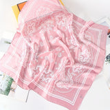 Pink and white Women's 70cm Square Scarf - Bohemian Paisley & Vintage Print Collection - Lightweight Satin Feel, Versatile Neck Tie, Head Wrap, Bag Accent, Everyday Elegance, Gift Ready