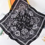 Black and white Women's 70cm Square Scarf - Bohemian Paisley & Vintage Print Collection - Lightweight Satin Feel, Versatile Neck Tie, Head Wrap, Bag Accent, Everyday Elegance, Gift Ready