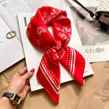 Red and white Women's 70cm Square Scarf - Bohemian Paisley & Vintage Print Collection - Lightweight Satin Feel, Versatile Neck Tie, Head Wrap, Bag Accent, Everyday Elegance, Gift Ready
