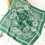 Green and white Women's 70cm Square Scarf - Bohemian Paisley & Vintage Print Collection - Lightweight Satin Feel, Versatile Neck Tie, Head Wrap, Bag Accent, Everyday Elegance, Gift Ready