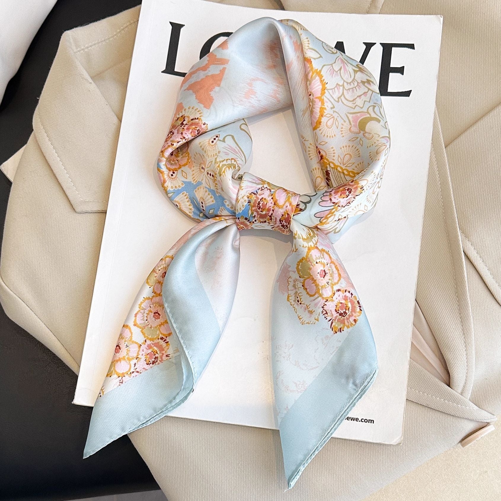 Bohemian Blue Women's 70cm Square Scarf - Bohemian Paisley & Vintage Print Collection - Lightweight Satin Feel, Versatile Neck Tie, Head Wrap, Bag Accent, Everyday Elegance, Gift Ready