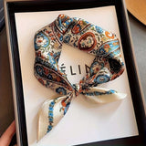 Bohemian White Women's 70cm Square Scarf - Bohemian Paisley & Vintage Print Collection - Lightweight Satin Feel, Versatile Neck Tie, Head Wrap, Bag Accent, Everyday Elegance, Gift Ready