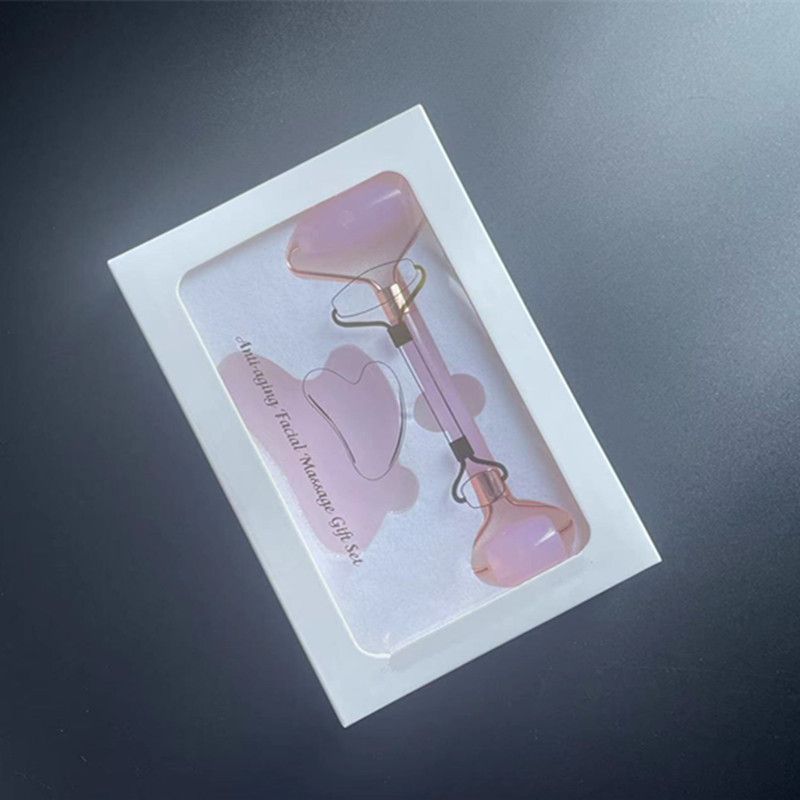 2-piece Pink Natural   Gua Sha Facial Tool - Hand-Polished Stone Massage Board for Face and Neck, Cooling Skincare Ritual, Easy Daily Use, Gift Ready