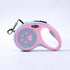 Pink Automatic Retractable Dog Leash - 3M Extendable Lead with One-Handed Brake Lock - ABS Casing, Ergonomic Grip, Tangle-Free Nylon Tape, Outdoor Walking Essential