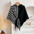Black and Grey Color blocking Striped Women&