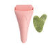 2-piece Pink Face Ice Roller with Gel Cooling Head and Gua Sha Board- Reusable PP and Gel Cold Massage Tool for De-Puffing, Soothing, and Refreshing Skin, Easy to Freeze, Comfortable Grip, Daily Skincare Essential