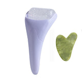 2-piece Purple Face Ice Roller with Gel Cooling Head and Gua Sha Board- Reusable PP and Gel Cold Massage Tool for De-Puffing, Soothing, and Refreshing Skin, Easy to Freeze, Comfortable Grip, Daily Skincare Essential