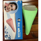 Green Face Ice Roller with Gel Cooling Head- Reusable PP and Gel Cold Massage Tool for De-Puffing, Soothing, and Refreshing Skin, Easy to Freeze, Comfortable Grip, Daily Skincare Essential