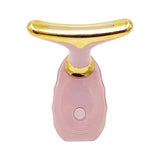 Pink Neck and Face Massager - 3 Colour Light Therapy, EMS Microcurrent, Vibration & Heat - Rechargeable Anti-Ageing Device for Wrinkles, Neck Lines, Jawline & Skin Tightening - Portable Home Beauty Tool