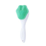 Green Silicone Cat Paw Face Brush - Long Handle Manual Facial Cleanser for Deep Pore Cleaning, Exfoliating & Massaging - Soft Bristles for Blackhead Removal, Gentle on Skin, Travel Friendly 