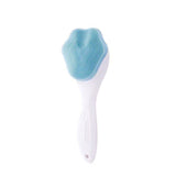 Blue Silicone Cat Paw Face Brush - Long Handle Manual Facial Cleanser for Deep Pore Cleaning, Exfoliating & Massaging - Soft Bristles for Blackhead Removal, Gentle on Skin, Travel Friendly 