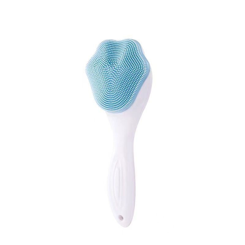 Blue Silicone Cat Paw Face Brush - Long Handle Manual Facial Cleanser for Deep Pore Cleaning, Exfoliating & Massaging - Soft Bristles for Blackhead Removal, Gentle on Skin, Travel Friendly 