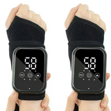 Black 2-piece Electric Heating Wrist Massager with Vibration and Hot Compress - 3 Heat Levels, 3 Vibration Modes, 15 Min Auto Shutoff, Rechargeable - Cordless Wrist Pain Relief Wrap for Office, Sports Recovery, and Daily Care