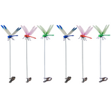 6-piece Blue and Red and Green 3D Dragonfly Clip  - Adjustable Wings, Multi-Colour PVC Garden Decor for Outdoor Camping, Fishing & Home Use