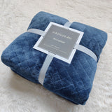 Blue 130*150cm Flannel Fleece Blanket - Quilted Diamond Pattern, Soft & Warm Polyester Throw for Office Nap, Sofa, Travel & Bed Use