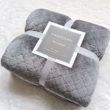 Grey 150*200cm Flannel Fleece Blanket - Quilted Diamond Pattern, Soft & Warm Polyester Throw for Office Nap, Sofa, Travel & Bed Use