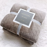 Brown 150*200cm Flannel Fleece Blanket - Quilted Diamond Pattern, Soft & Warm Polyester Throw for Office Nap, Sofa, Travel & Bed Use