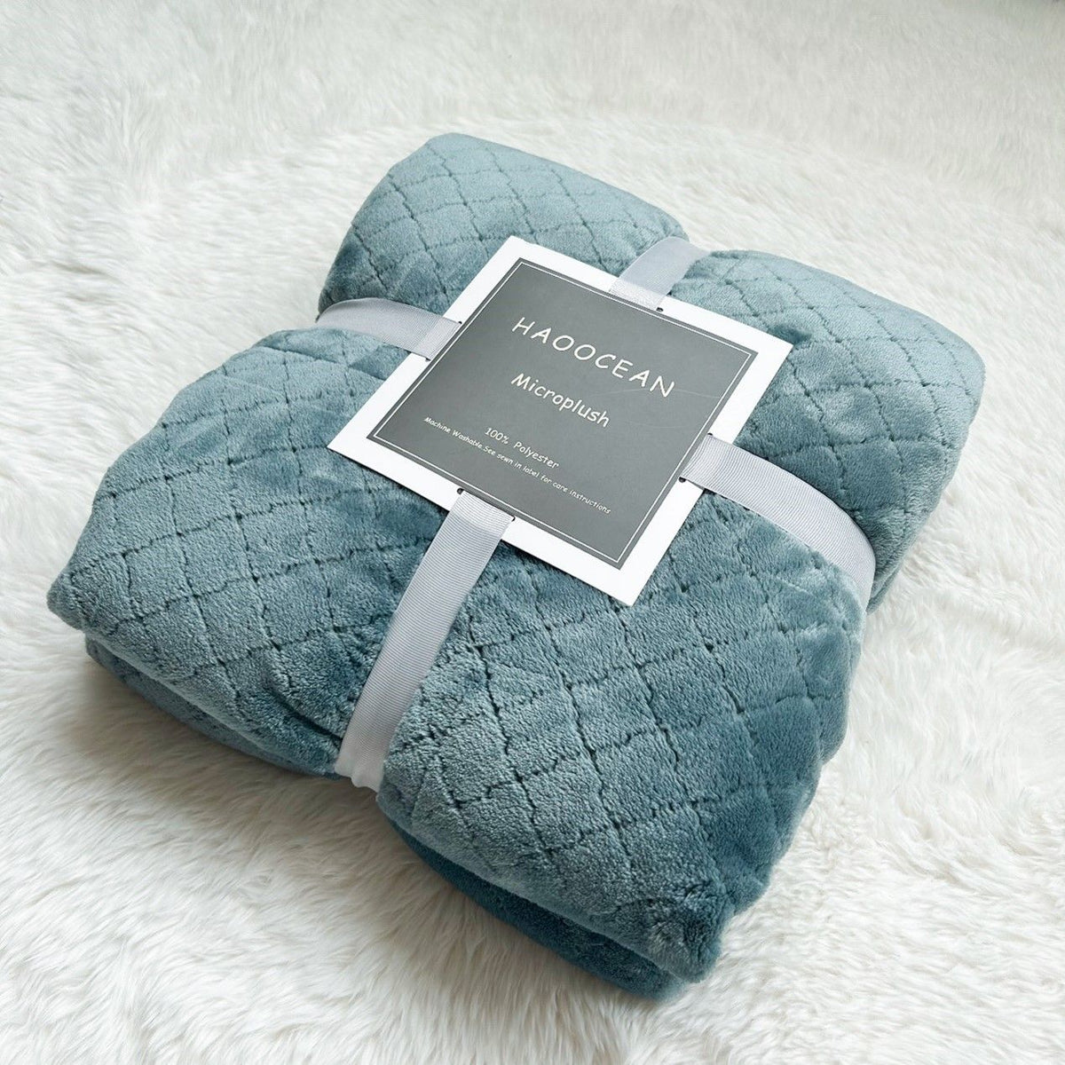Green 150*200cm Flannel Fleece Blanket - Quilted Diamond Pattern, Soft & Warm Polyester Throw for Office Nap, Sofa, Travel & Bed Use
