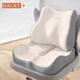 2-piece Off-White Ergonomic Memory Foam Seat Cushion with Lumbar Support - Breathable Contoured Design for Office, Car, and Home Use - Relieves Tailbone Pressure, Improves Posture, and Enhances Comfort for Prolonged Sitting