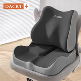 2-piece Grey Ergonomic Memory Foam Seat Cushion with Lumbar Support - Breathable Contoured Design for Office, Car, and Home Use - Relieves Tailbone Pressure, Improves Posture, and Enhances Comfort for Prolonged Sitting