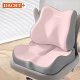 2-piece Pink Ergonomic Memory Foam Seat Cushion with Lumbar Support - Breathable Contoured Design for Office, Car, and Home Use - Relieves Tailbone Pressure, Improves Posture, and Enhances Comfort for Prolonged Sitting