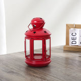 Red European Style Star Cutout Metal Candle Lantern - Handcrafted Iron & Glass Decorative Lamp for Christmas, Home, Wedding, Party Easy to carry - Perfect for Living Room, Bedroom, Study
