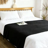 Black 150*200cm Nordic Style Tassel Knit Throw Blanket - Soft Polyester Sofa Blanket with Pineapple Texture - Breathable & Lightweight for Office, Couch, Travel - Boho Chic Home Decor