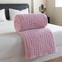 Pink 100*150cm Thickened Double-Sided Plush Waffle Weave Throw Blanket - Anti-Static Taffeta Velvet & Flannel Fleece - Warm, Soft, Non-Shedding Blanket for Winter, Sofa, Bed & Office