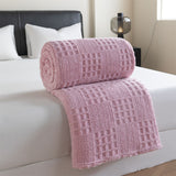 Pink 150*200cm Thickened Double-Sided Plush Waffle Weave Throw Blanket - Anti-Static Taffeta Velvet & Flannel Fleece - Warm, Soft, Non-Shedding Blanket for Winter, Sofa, Bed & Office