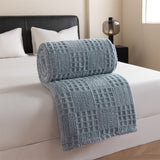 Blue-gray 150*200cm Thickened Double-Sided Plush Waffle Weave Throw Blanket - Anti-Static Taffeta Velvet & Flannel Fleece - Warm, Soft, Non-Shedding Blanket for Winter, Sofa, Bed & Office