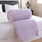 Purple 100*150cm Thickened Double-Sided Plush Waffle Weave Throw Blanket - Anti-Static Taffeta Velvet & Flannel Fleece - Warm, Soft, Non-Shedding Blanket for Winter, Sofa, Bed & Office