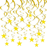 30-Piece Set for Golden Star Spiral Hanging Decorations - Kids Birthday, Wedding, Graduation, and Party Ceiling Decoration - Festive Swirl Streamers, Easy Hang Party Supplies