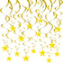 30-Piece Set for Golden Star Spiral Hanging Decorations - Kids Birthday, Wedding, Graduation, and Party Ceiling Decoration - Festive Swirl Streamers, Easy Hang Party Supplies