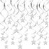 30-Piece Set for Silvery Star Spiral Hanging Decorations - Kids Birthday, Wedding, Graduation, and Party Ceiling Decoration - Festive Swirl Streamers, Easy Hang Party Supplies
