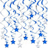 30-Piece Set for Silvery and Blue Star Spiral Hanging Decorations - Kids Birthday, Wedding, Graduation, and Party Ceiling Decoration - Festive Swirl Streamers, Easy Hang Party Supplies