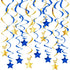30-Piece Set for Golden and Blue Star Spiral Hanging Decorations - Kids Birthday, Wedding, Graduation, and Party Ceiling Decoration - Festive Swirl Streamers, Easy Hang Party Supplies
