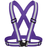 Purple Adjustable Reflective Safety Vest - High Visibility Elastic Straps for Night Running, Cycling & Construction, Lightweight Polyester Reflective Harness for Adults 