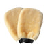 2-piece Beige Microfiber Car Wash Mitt - Double Sided Imitation Sheepskin Wash Glove, Scratch Free Paint Safe Cleaning Tool for Car Detailing, Waxing, Polishing - 23x15cm Large Palm Design 