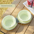 Light Yellow Portable Collapsible Silicone Pet Bowl - Food Grade Silicone - Dual Bowl Design, Adjustable Height, Lightweight & Compact, Bear Paw Pattern, for Dogs & Cats, Travel Friendly, Easy Clean