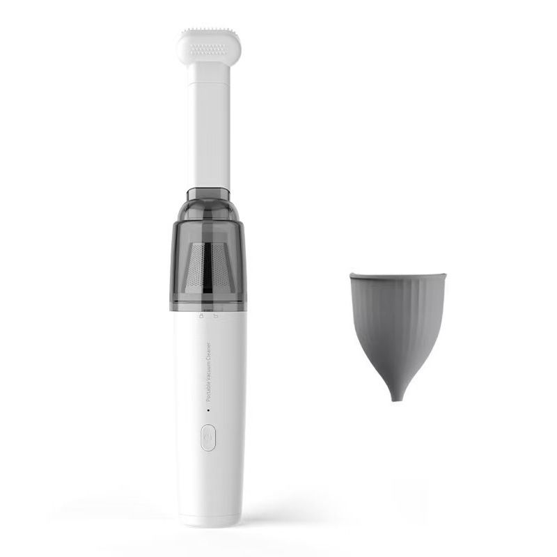 White Mini Portable Car Vacuum Cleaner - 120W Strong Suction, Handheld Wireless, Lightweight 300g, Wet and Dry Use, for Car Interior, Home, Office, and Travel