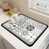 Diatom Mud Kitchen Counter Mat - Quick Dry Absorbent Non-Slip Draining Pad for Sink Benchtop 50cm x 80cm(Black and White Iris)